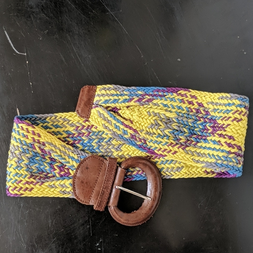 Anthropologie bright belt w/ leather clasp